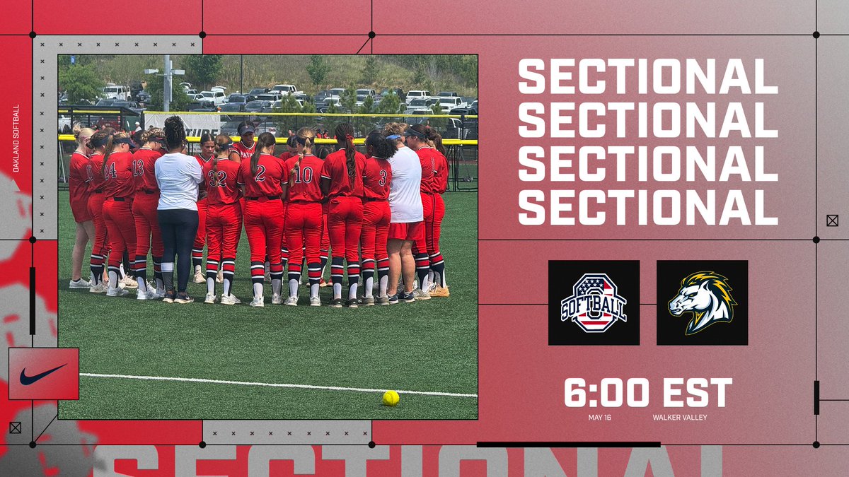Oakland High School Softball (@sb_ohspats) on Twitter photo ❤️🥎💙🅾️💙🥎❤️
GAMEDAY
🥎SECTIONAL🥎
📍Walker Valley High School
⏰6:00 EST
🆚 Walker Valley
<a href="/OaklandRCS/">Oakland High School</a> ❤️🥎💙🅾️💙🥎❤️
GAMEDAY
🥎SECTIONAL🥎
📍Walker Valley High School
⏰6:00 EST
🆚 Walker Valley
<a href="/OaklandRCS/">Oakland High School</a>