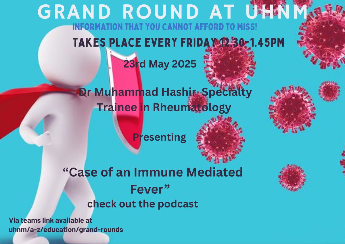Thank you Professor Zoe Paskins for a great talk today,  very interesting and informative.  Next week we bring you another super talk .  Dr Muhammad Hashir.  Join us Friday at #UHNMgrandround where there is always something new to learn #apurnajegannathen