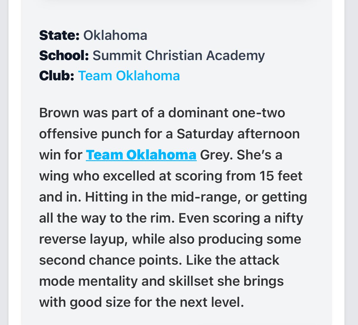 Kailey Brown (@kailey_brown32) on Twitter photo Thank you so much for the write up <a href="/PGHOklahoma/">Prep Girls Hoops Oklahoma</a>! Had a great time at Southern Showdown! <a href="/TeamOKGirlsBB/">Team Oklahoma Girls Basketball</a> <a href="/wags1415/">Shane Wagner</a> <a href="/Coach_B_Hodges/">Brent Hodges, M.Ed., BA, CAA</a> Thank you so much for the write up <a href="/PGHOklahoma/">Prep Girls Hoops Oklahoma</a>! Had a great time at Southern Showdown! <a href="/TeamOKGirlsBB/">Team Oklahoma Girls Basketball</a> <a href="/wags1415/">Shane Wagner</a> <a href="/Coach_B_Hodges/">Brent Hodges, M.Ed., BA, CAA</a>