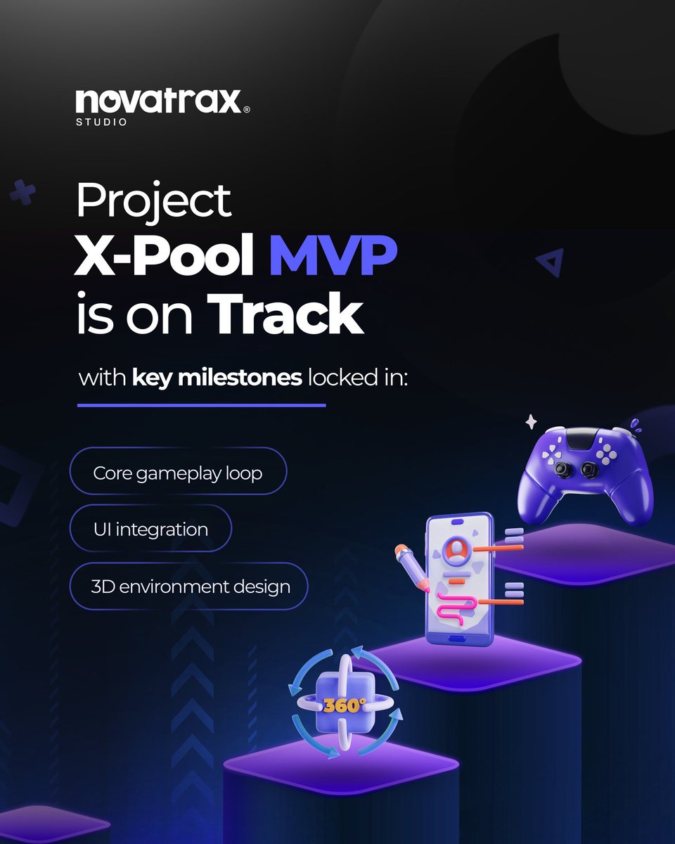 Novatraxstudio's tweet image. Progress, not promises.
Project X-Pool MVP is on track with key milestones locked in:
• 🎮 Core gameplay loop
• 🖥️ UI integration
• 🧊 3D environment design

We’re building with intention—and we’re just getting started.
#XPool #MVPUpdate #Novatrax