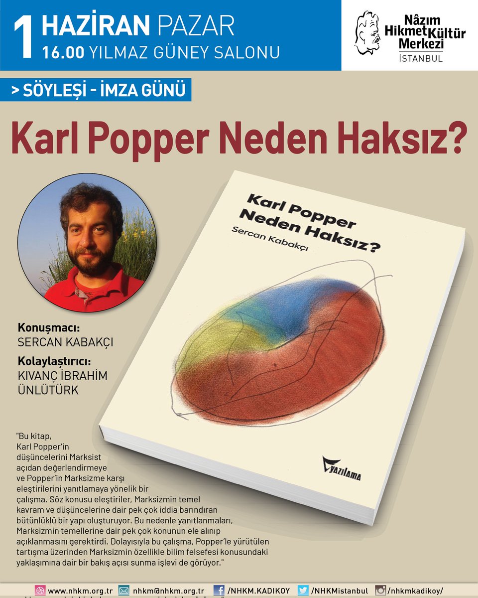 Söyleşi-İmza
Karl Popper Neden Haksız?

“Bu kitap, Karl Popper’in düşüncelerini Marksist açıdan değerlendirmeye ve Popper’in Marksizme karşı eleştirilerini yanıtlamaya yönelik bir çalışma. Söz konusu eleştiriler, Marksizmin temel kavram ve düşüncelerine dair pek çok iddia
