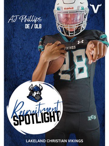 Lakeland Christian Football (@lcsfootball) on Twitter photo 🔦PLAYER SPOTLIGHT 🔦
AJ Phillips
📲 <a href="/AJizzle044/">AJ Phillips</a>
🎓 2026
🏈 : DE/OLB
🎥 : hudl.com/v/2RgXef
⚔️🏈⚔️
#RecruitLCS 🔦PLAYER SPOTLIGHT 🔦
AJ Phillips
📲 <a href="/AJizzle044/">AJ Phillips</a>
🎓 2026
🏈 : DE/OLB
🎥 : hudl.com/v/2RgXef
⚔️🏈⚔️
#RecruitLCS