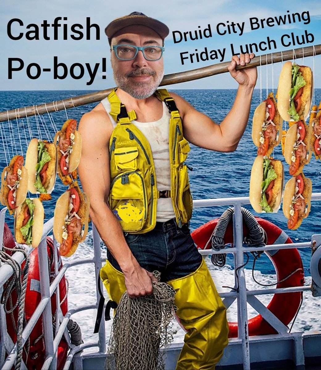 bohicks's tweet image. This week's Druid City Brewing Lunch club is Alabama raised Catfish Po-boys with lettuce, hand sliced tomato and my homemade green chili tarter sauce!! We only do one special lunch a week and that's on Fridays, hence it's club status!! Starts at 11am