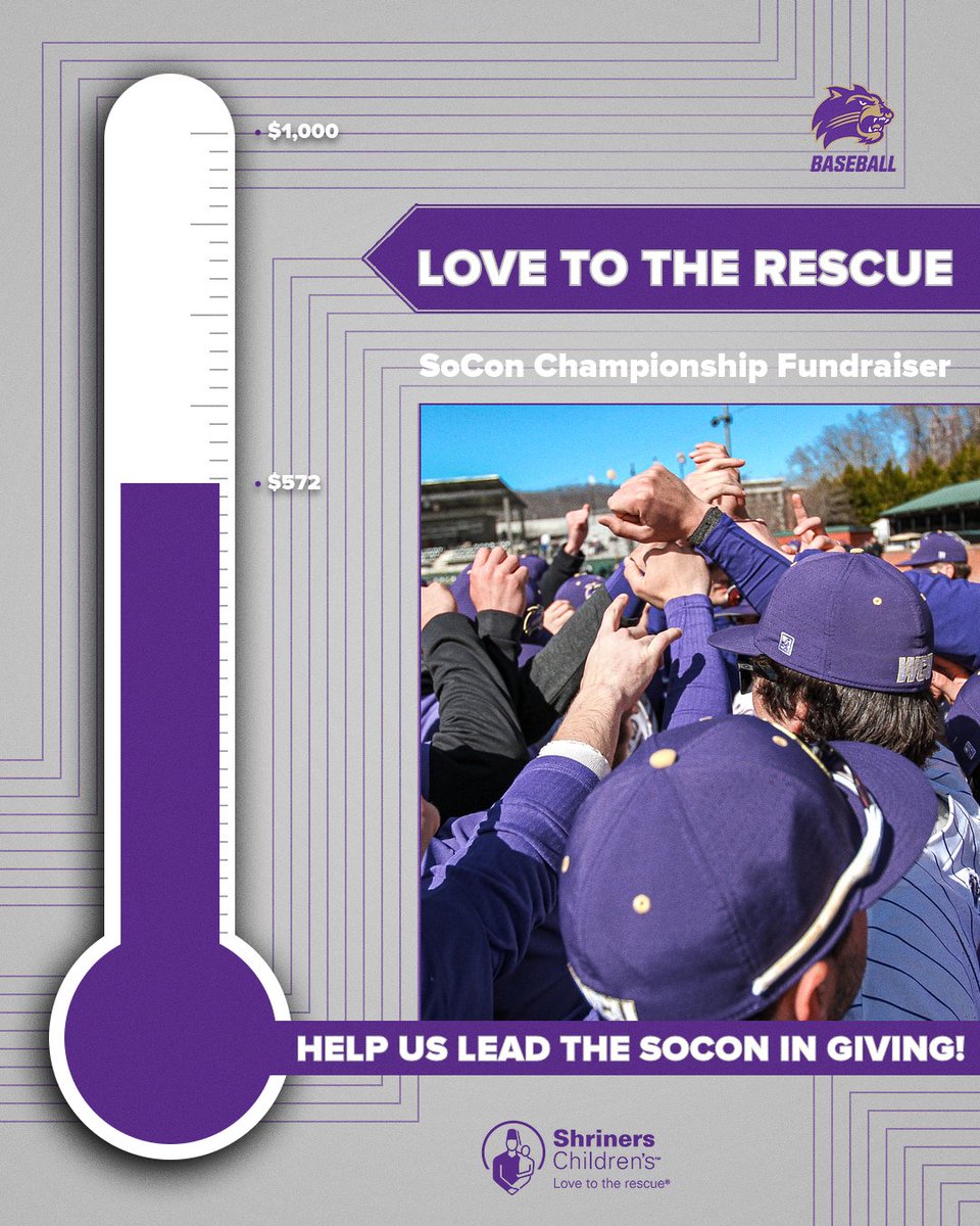 Western Carolina Baseball (@catamountbsb) on Twitter photo Catamount Nation, help the <a href="/Catamounts/">Western Carolina Athletics</a> hit our <a href="/SoConSports/">The Southern Conference</a> fundraising goal for Shriners Children's Greenville (<a href="/ShrinersGvl/">Shriners Childrenโs Greenville</a>). Let's lead the #SoCon and help a tremendous causeโand we'll see you in <a href="/Greenville_SC/">VisitGreenvilleSC</a> next week!
#CatamountCountry | #DiamondCats Catamount Nation, help the <a href="/Catamounts/">Western Carolina Athletics</a> hit our <a href="/SoConSports/">The Southern Conference</a> fundraising goal for Shriners Children's Greenville (<a href="/ShrinersGvl/">Shriners Childrenโs Greenville</a>). Let's lead the #SoCon and help a tremendous causeโand we'll see you in <a href="/Greenville_SC/">VisitGreenvilleSC</a> next week!
#CatamountCountry | #DiamondCats