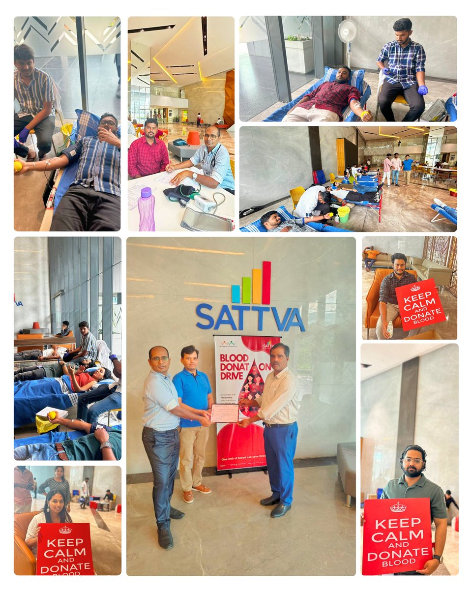 Huge thanks to the amazing team at <a href="/SattvaGroup/">Sattva</a>. 115 units collected at our 1st #BloodDonationDrive at Sattva Knowledge Court on May 14. Grateful for your support in this life-saving mission! Join us in the next drive on May 21 at Sattva Mind Comp.
#GiveTheGiftOfLife #CSR