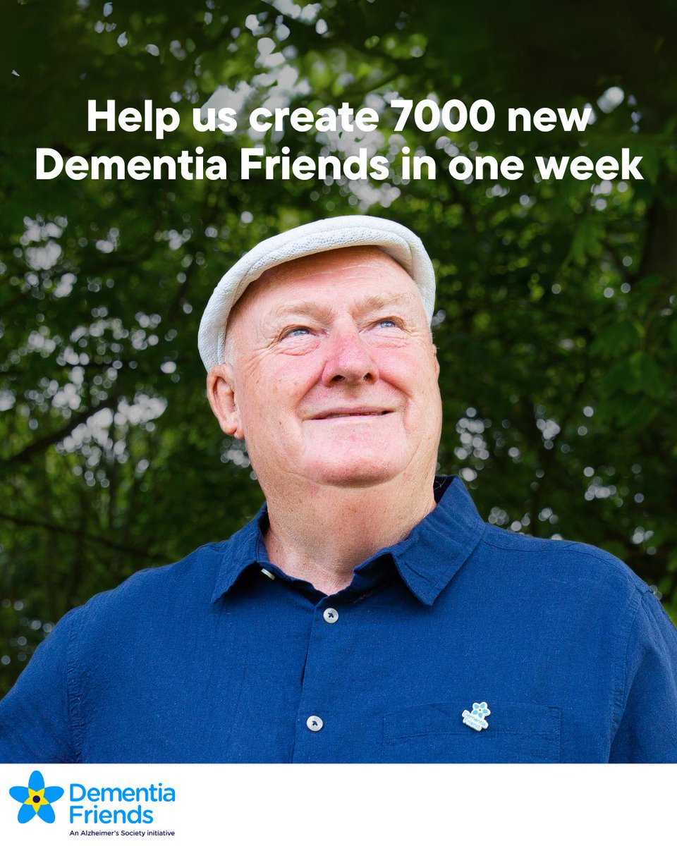 We want to create 7000 new Dementia Friends during Dementia Action Week – a massive 1000 every day. Will you be one of them?

Dementia Friends is the biggest ever initiative to change people’s perceptions of dementia. It aims to transform the way the nation thinks, acts, and
