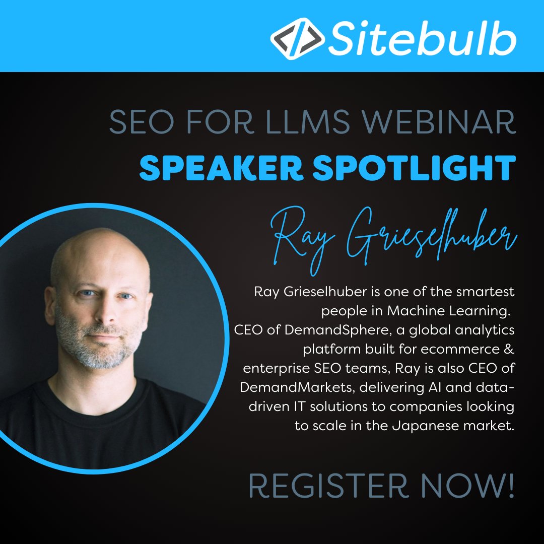 Sitebulb (@sitebulb) on Twitter photo Recently back from SEO Week in NYC is <a href="/raygrieselhuber/">Ray Grieselhuber</a> of @DemandSphere, who joins @Aleyda Solís and <a href="/HathawayP/">Patrick Hathaway</a> on our webinar next week: sitebulb.com/resources/guid…
If you want to learn how SEOs can direct, track & optimize for answer engines/LLMs, you'd better sign up! Recently back from SEO Week in NYC is <a href="/raygrieselhuber/">Ray Grieselhuber</a> of @DemandSphere, who joins @Aleyda Solís and <a href="/HathawayP/">Patrick Hathaway</a> on our webinar next week: sitebulb.com/resources/guid…
If you want to learn how SEOs can direct, track & optimize for answer engines/LLMs, you'd better sign up!