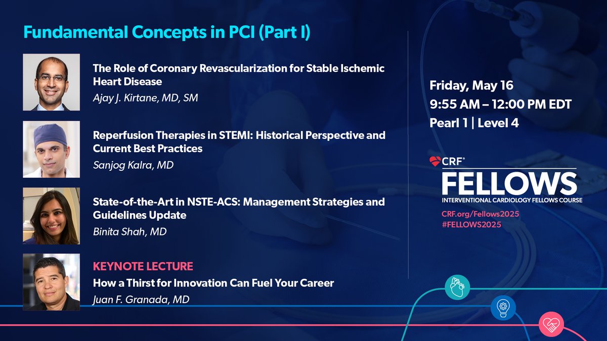 Cardiovascular Research Foundation (@crfheart) on Twitter photo 🔍 Dive into the fundamentals of PCI at #Fellows2025!
Build your confidence, sharpen your techniques, and take your patient care to the next level. 💡
✨Plus, don't miss a special keynote from <a href="/jgranadacrf/">Juan F. Granada</a>!
<a href="/DougDrachmanMD/">Douglas Drachman</a> <a href="/SanjogKalra/">Sanjog Kalra</a> <a href="/BinitaShahMD/">Binita Shah</a> #CardioEd #CardioResearch 🔍 Dive into the fundamentals of PCI at #Fellows2025!
Build your confidence, sharpen your techniques, and take your patient care to the next level. 💡
✨Plus, don't miss a special keynote from <a href="/jgranadacrf/">Juan F. Granada</a>!
<a href="/DougDrachmanMD/">Douglas Drachman</a> <a href="/SanjogKalra/">Sanjog Kalra</a> <a href="/BinitaShahMD/">Binita Shah</a> #CardioEd #CardioResearch