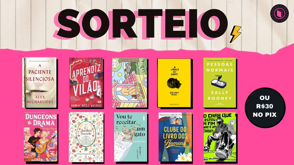 ⚡ SORTEIO RELÂMPAGO ⚡

📚 GANHE UM LIVRO ou PIX DE R$30!

P/ PARTICIPAR:
• Dar RT nesse post
• Dar RT no post fixado

🗓️ RESULTADO 18/05