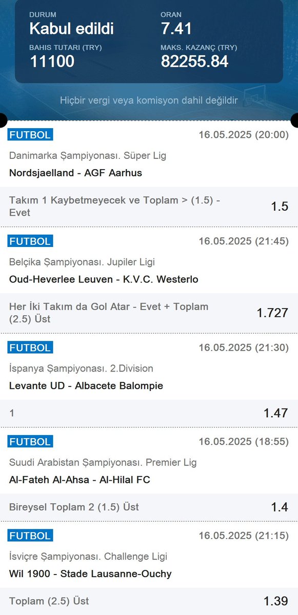 Haftasonuna Giriş Kuponu 🔥

5 Maç 7.5X güzel temiz kupon oldu.

Kazanırsa destek olan kardeşlerime bir dağıtım yaparız haftasonu kupon paranız benden.

Bol Şanslar ❤️