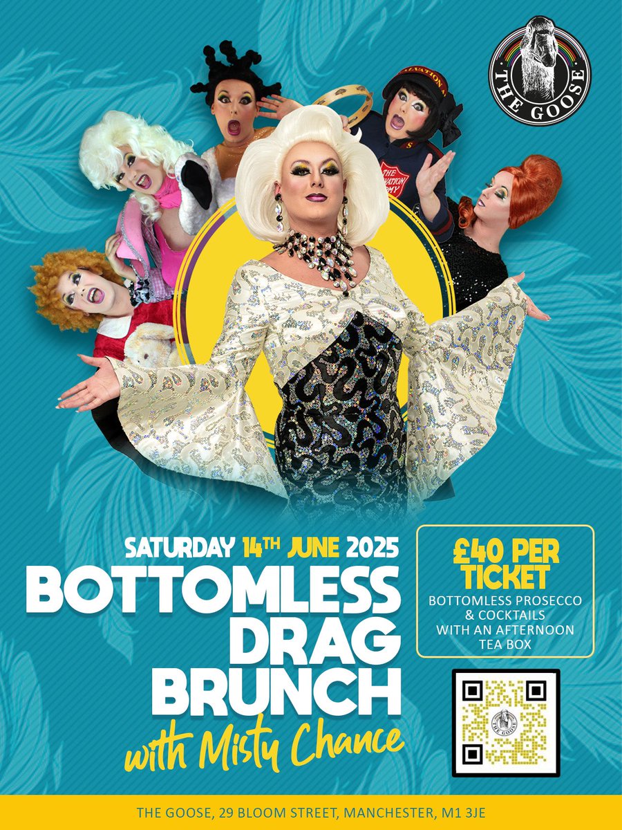 JUNE Bottomless Brunch <a href="/ThegooseBloomst/">TheOfficialGooseMCR</a> 🪿 

Gags, gossip, comedy, cocktails, sketches, sarnies, Prosecco, parodies…it’s all going on. 
Non stop cabaret show, tea box and free flowing beverages. 

TICKETS ON SALE NOW 🎫⭐️👇

eventbrite.com/e/bottomless-d…