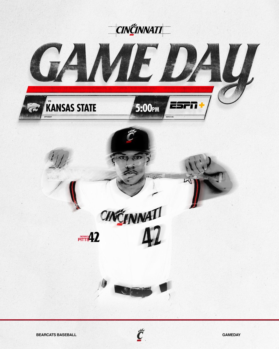 Cincinnati Baseball (@gobearcatsbase) on Twitter photo New start time, same goal!
🆚 <a href="/KStateBSB/">K-State Baseball</a>
⏰ 5 PM ⬅️⬅️⬅️
📍 UC Baseball Stadium
📺 cpaw.me/Watch
📊 cpaw.me/LiveStats
🎟️ cpaw.me/Tickets New start time, same goal!
🆚 <a href="/KStateBSB/">K-State Baseball</a>
⏰ 5 PM ⬅️⬅️⬅️
📍 UC Baseball Stadium
📺 cpaw.me/Watch
📊 cpaw.me/LiveStats
🎟️ cpaw.me/Tickets