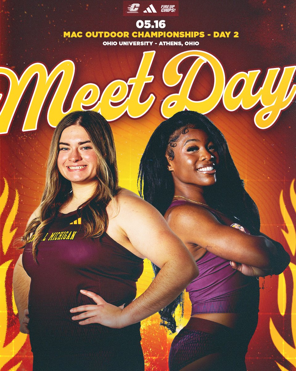 CMU T&F/XC (@cmutrack) on Twitter photo Onto Day ✌ in Athens!
We're kicking things off at 3 p.m. with shot put, the prelims for the 100mH, 400m, 100m and 800m and closing the night out with the steeple at 6:55!
Results, Schedule, Heat Sheets & More: bit.ly/44EsY0s
#FireUpChips🔥⬆👟 Onto Day ✌ in Athens!
We're kicking things off at 3 p.m. with shot put, the prelims for the 100mH, 400m, 100m and 800m and closing the night out with the steeple at 6:55!
Results, Schedule, Heat Sheets & More: bit.ly/44EsY0s
#FireUpChips🔥⬆👟