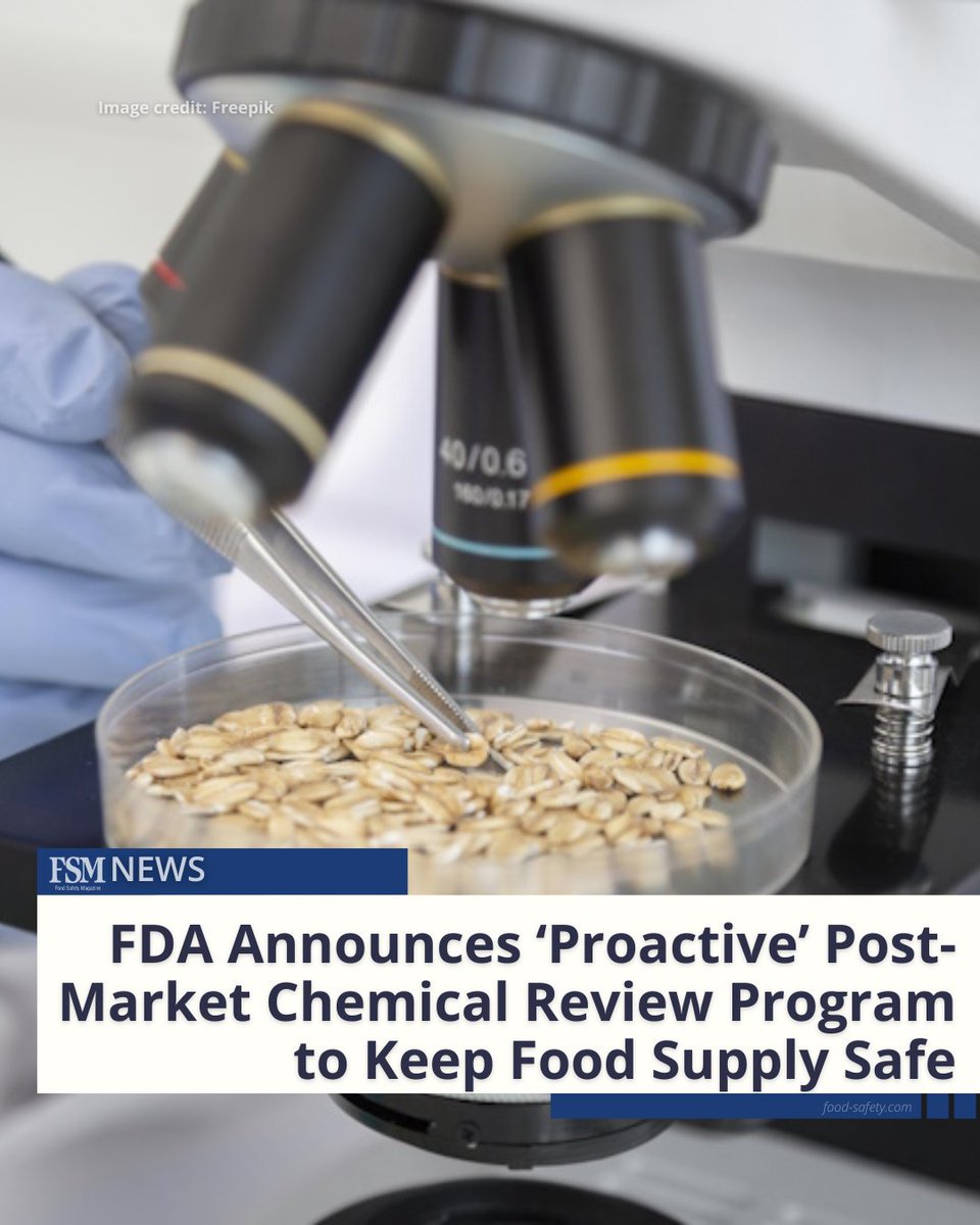 FoodSafetyMag's tweet image. FDA has announced that it is launching “a stronger, more systematic review process” for food chemicals already on the market—especially those that concern consumers most. Learn more: brnw.ch/21wSHKl
#ContaminationControl #Chemical