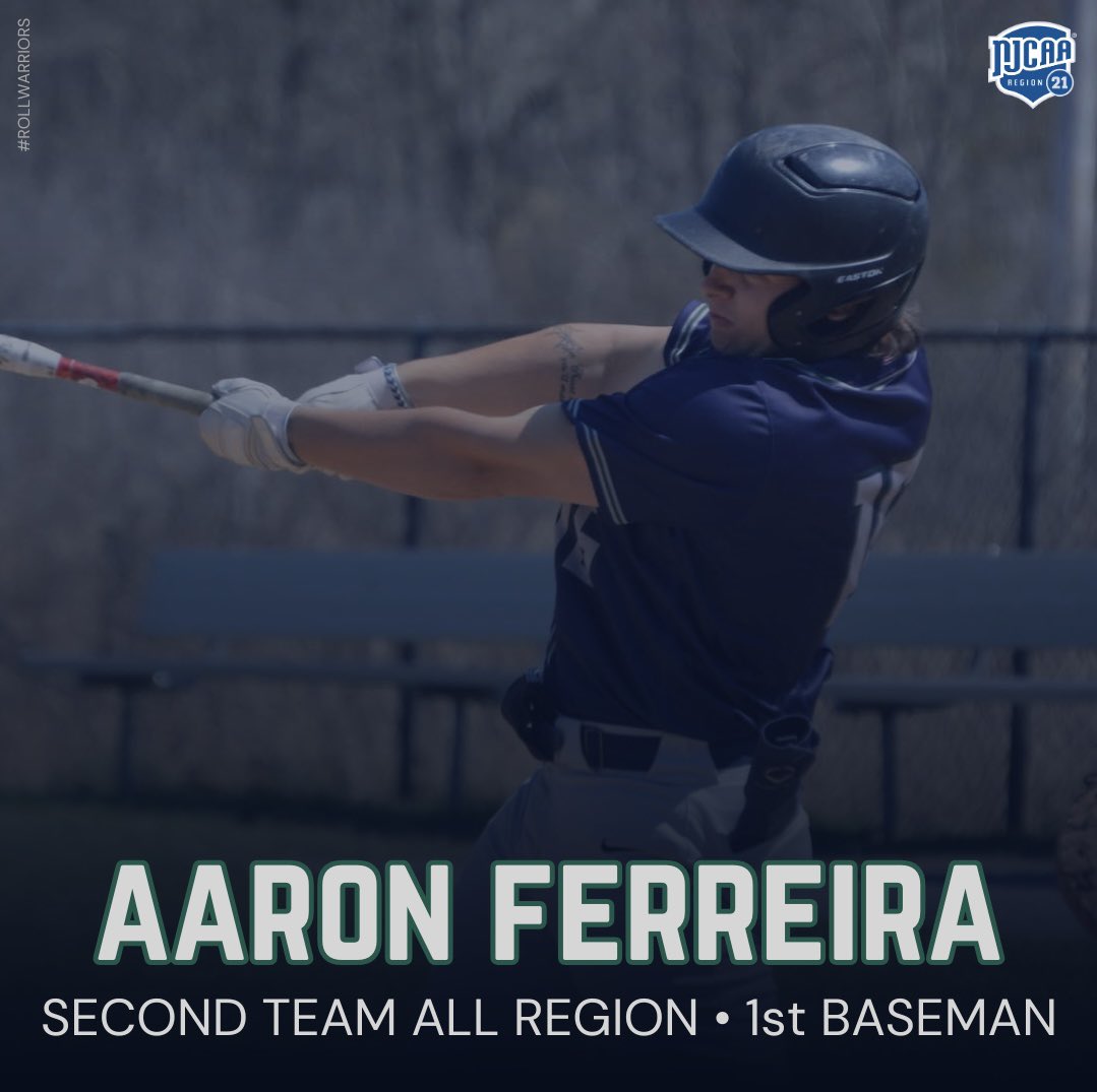 Congratulations to sophomore first baseman Aaron Ferreira for his selection to the All-Region 2nd Team!!

#RollWarriors