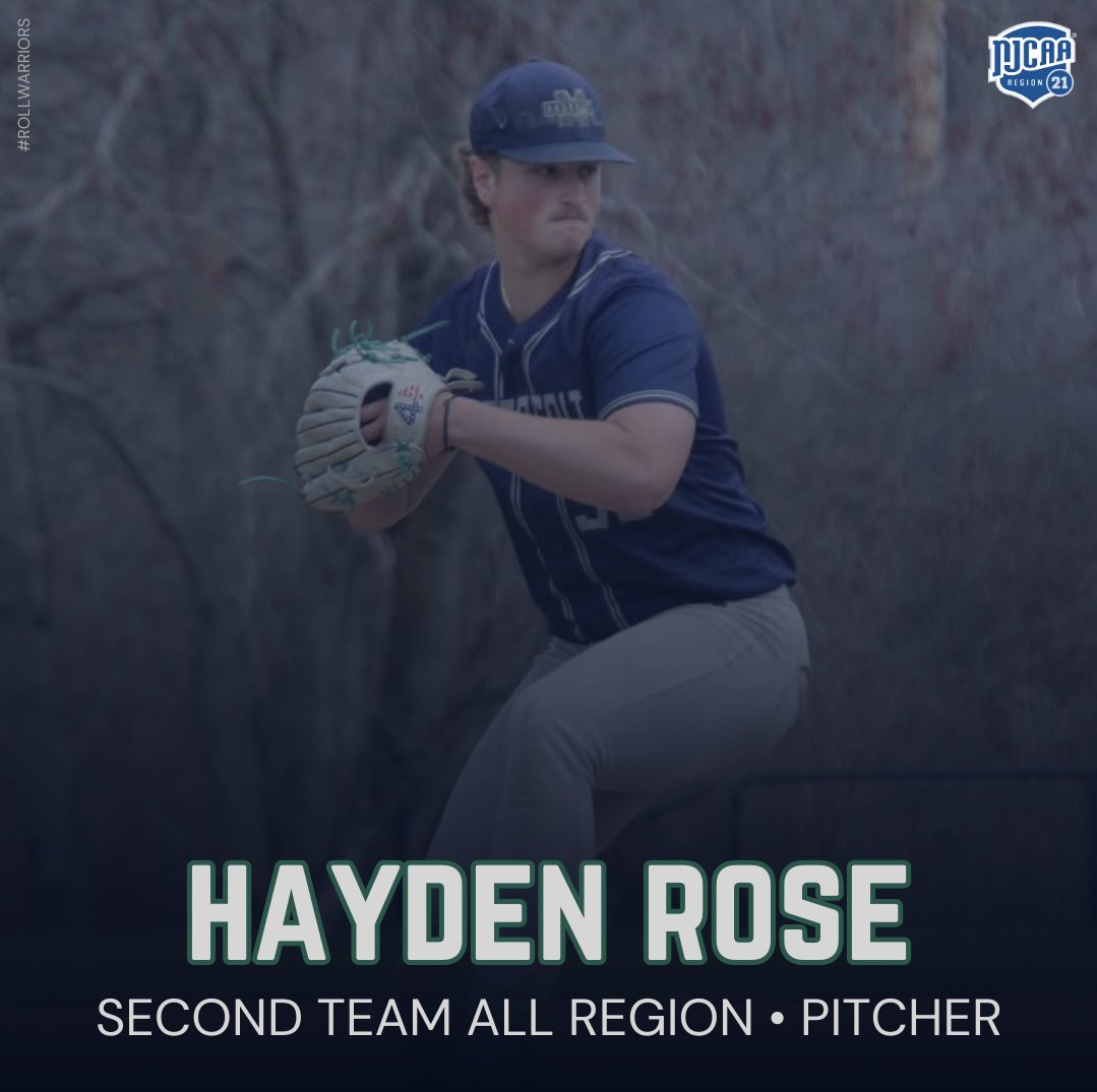 Congratulations to freshman pitcher Hayden Rose for his selection to the All-Region 2nd Team!!

#RollWarriors