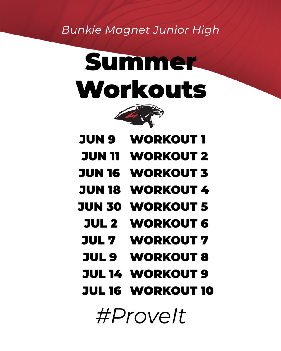 Attention Parents. Here are the summer workout dates for our Junior High Athletics for the 25-26 school year. 
#PantherPath
