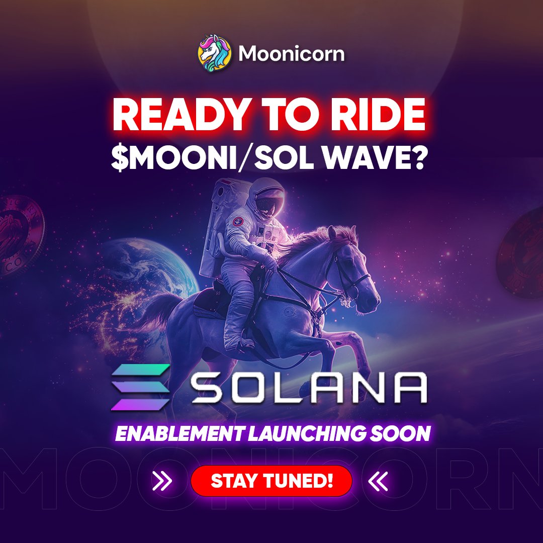 Moonicorn (@moonitomoon) on Twitter photo โจ The $MOONI and Solana fusion is almost here! Our Solana enablement is launching soon, opening new frontiers for faster, smoother, and more powerful blockchain experiences.
Are you ready to ride the $MOONI/SOL wave to the moon and beyond? ๐๐ด Stay tuned for exclusive updates โจ The $MOONI and Solana fusion is almost here! Our Solana enablement is launching soon, opening new frontiers for faster, smoother, and more powerful blockchain experiences.
Are you ready to ride the $MOONI/SOL wave to the moon and beyond? ๐๐ด Stay tuned for exclusive updates