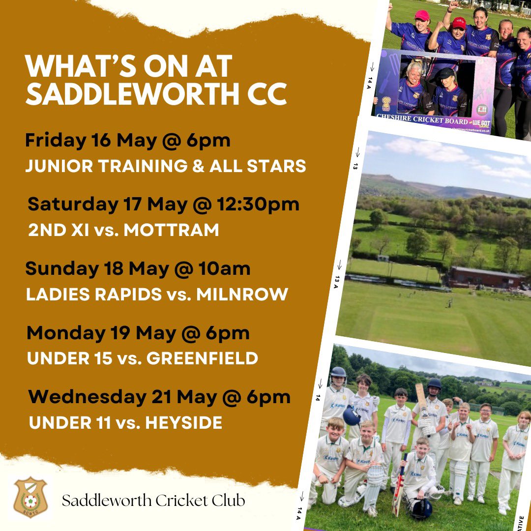 🏏 THIS WEEK AT WELL-I-HOLE 🏏 

As always they’ll be scenic views, great cricket, cold drinks &amp; delicious pies!

Join us down at Saddleworth Cricket Club for a brilliant week of cricket.