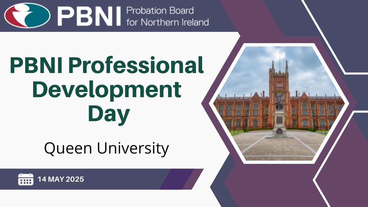 Probation Board for Northern Ireland (@pbninews) on Twitter photo Staff delivered a Practice Dev. Day to <a href="/QUBelfast/">Queen's University Belfast 🎓</a> #SocialWork students this week. The focus was on social work practice & its link to practice in #Probation inc. Social Learning Theory, assessment/report writing, transitions from custody & desistance & #TraumaInformed Practice. Staff delivered a Practice Dev. Day to <a href="/QUBelfast/">Queen's University Belfast 🎓</a> #SocialWork students this week. The focus was on social work practice & its link to practice in #Probation inc. Social Learning Theory, assessment/report writing, transitions from custody & desistance & #TraumaInformed Practice.
