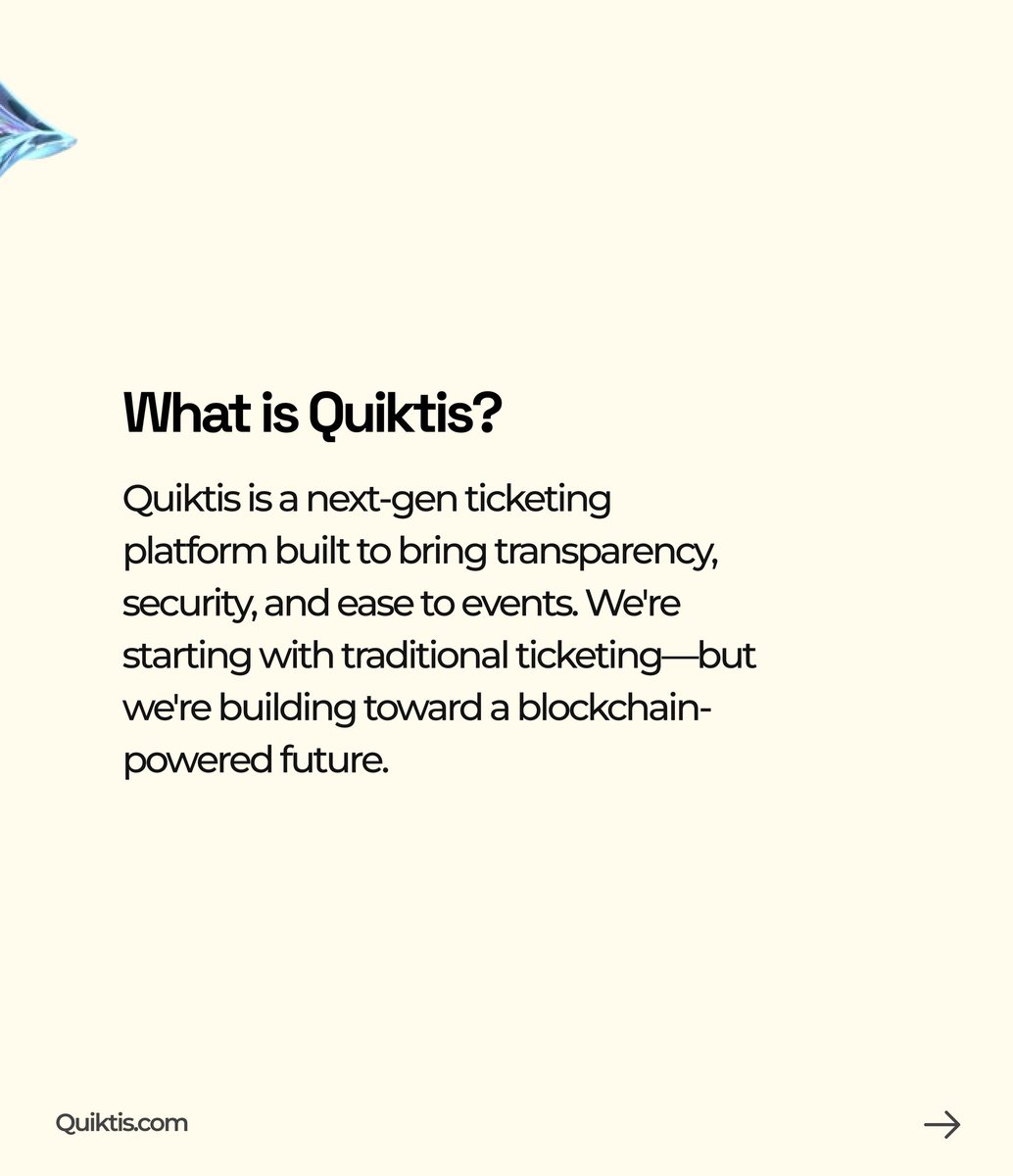Quiktishq's tweet photo. Quiktis is almost here! Got questions? We’ve got answers. 👉 Swipe to see what’s coming!
#BlockchainTickets #FAQs
#EventTech #LiveEvents
#FutureOfTicketing #TicketingRevolution
#QuiktisRevolution https://t.co/d6shxncIKT
