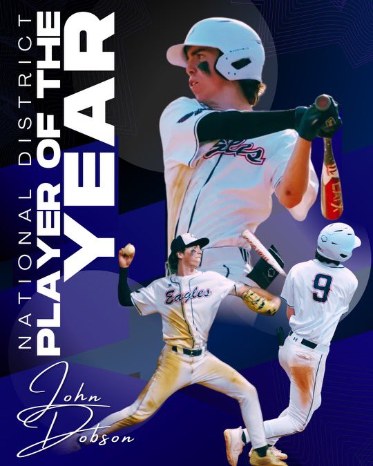 Congratulations to JR John Dobson on being named National District POY! #EaglePride #Family ⚾️🦅