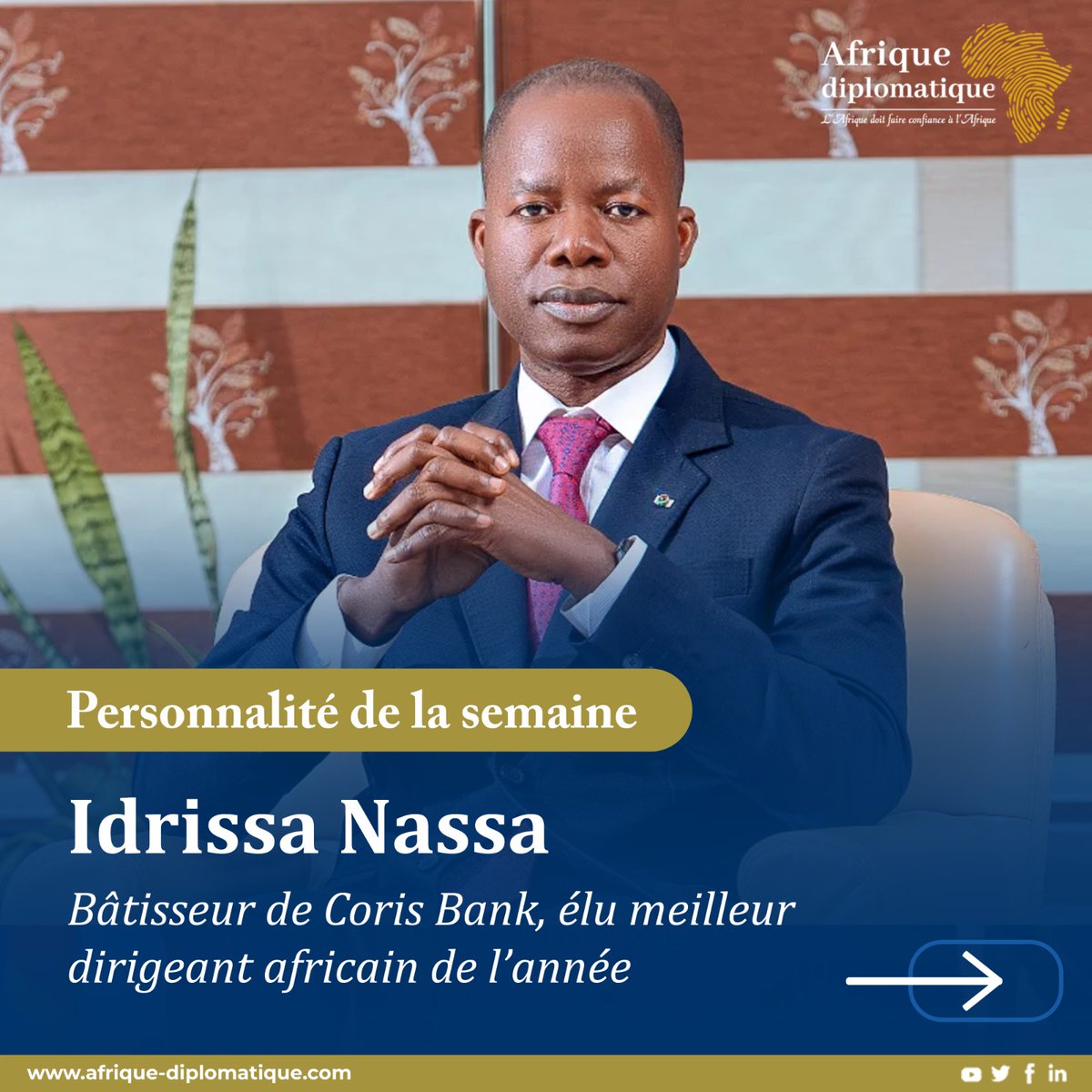 AFRIQUEDIPLOMAT's tweet image. Élu "CEO of the Year" lors des Africa CEO Forum Awards 2025, Idrissa Nassa, fondateur et PDG de Coris Bank International, incarne l’audace, la vision stratégique et l’excellence entrepreneuriale made in Africa.
#IdrissaNassa #CEOOfTheYear #AfricaCEOForum2025 #AfriqueDiplomatique