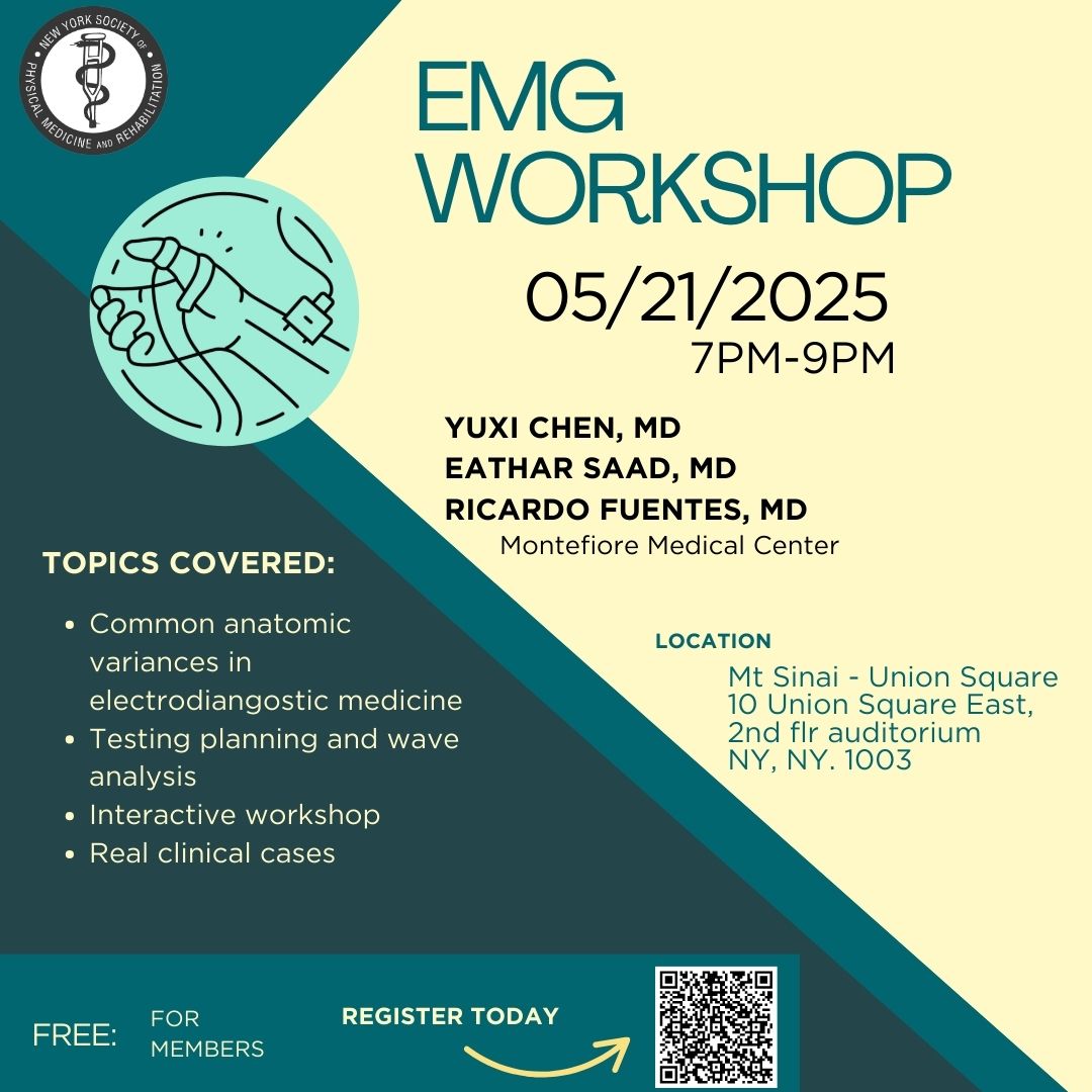NYSPMR (@nyspmr) on Twitter photo Join us Wed May 21 for our EMG workshop with Dr Yuxi Chen, Dr. Eathar Saad and Dr.<a href="/Ricardo50194466/">Ricardo Fuentes-Saavedra MD</a> form <a href="/MontefioreNYC/">Montefiore Health System</a> Register today! Info in profile or visit nyspmr.org #pmr #physiatry #pmrresidency #nyspmrevents Join us Wed May 21 for our EMG workshop with Dr Yuxi Chen, Dr. Eathar Saad and Dr.<a href="/Ricardo50194466/">Ricardo Fuentes-Saavedra MD</a> form <a href="/MontefioreNYC/">Montefiore Health System</a> Register today! Info in profile or visit nyspmr.org #pmr #physiatry #pmrresidency #nyspmrevents