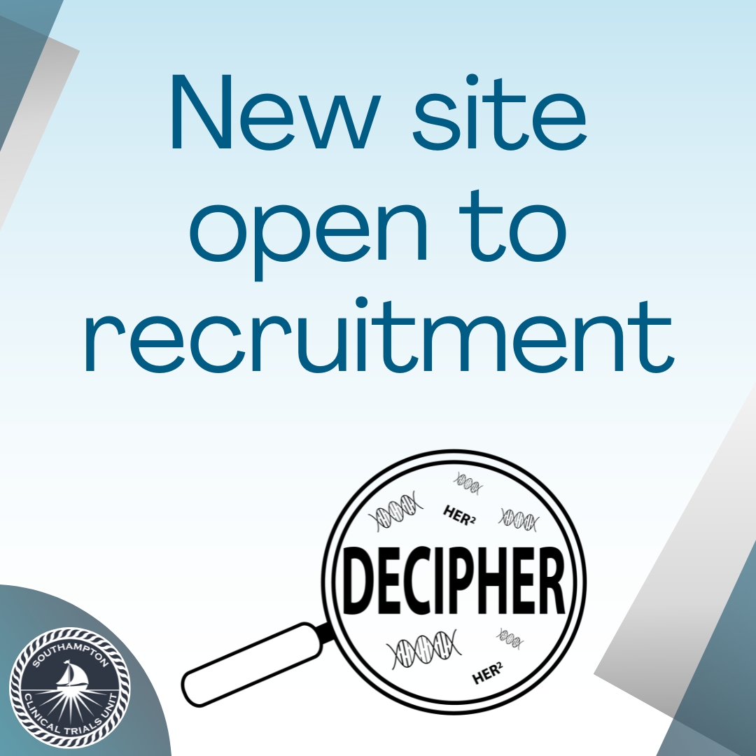 Southampton CTU (@southamptonctu) on Twitter photo New site open to recruitment for the DECIPHER #OesophagealCancer study!! 🎉
Welcome onboard to the #research team <a href="/UHP_NHS/">University Hospitals Plymouth NHS Trust</a>.
This study aims to improve outcomes for patients at high risk of the #cancer returning after initial treatment.
Read more - bit.ly/4cTFmLw New site open to recruitment for the DECIPHER #OesophagealCancer study!! 🎉
Welcome onboard to the #research team <a href="/UHP_NHS/">University Hospitals Plymouth NHS Trust</a>.
This study aims to improve outcomes for patients at high risk of the #cancer returning after initial treatment.
Read more - bit.ly/4cTFmLw