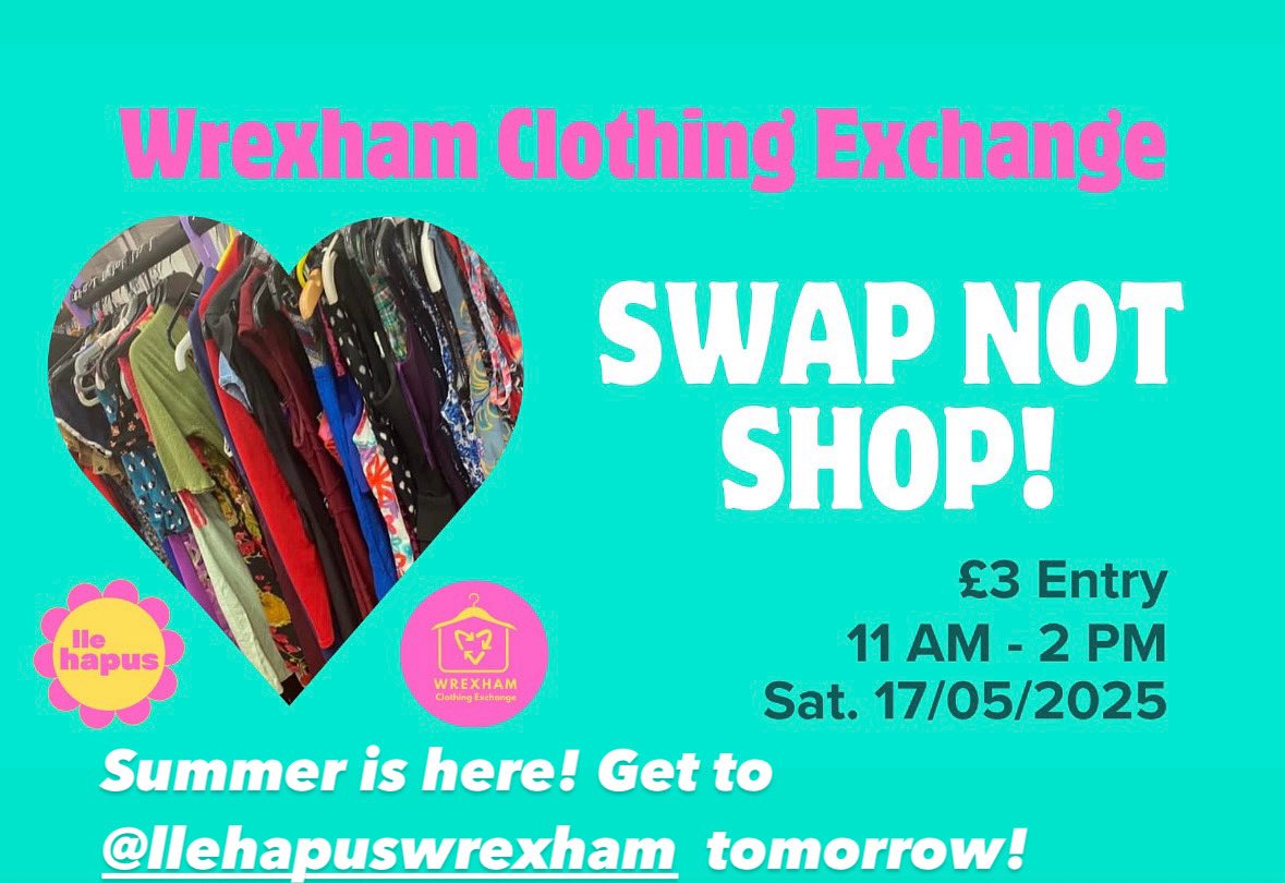 Summer has arrived to our rails! Come and swap your men’s and women’s clothing and accessories between 11-2 tomorrow at Lle Hapus, <a href="/EaglesMeadow/">Eagles Meadow</a>