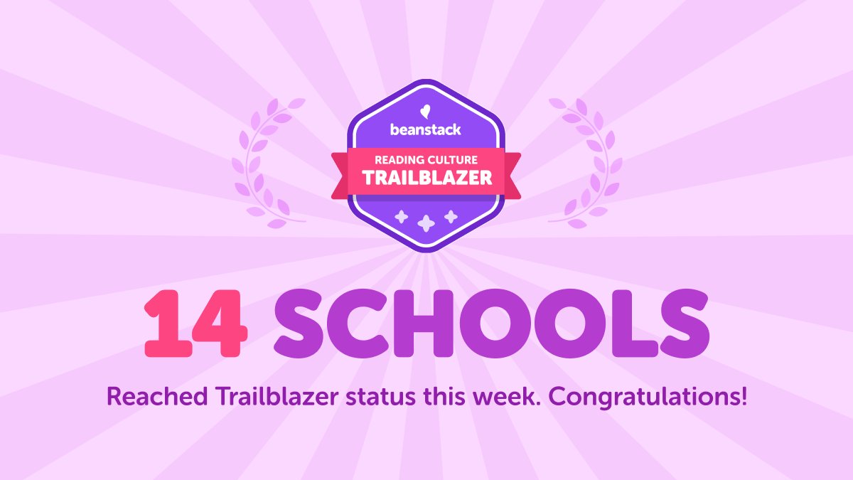 Beanstack (@zoobeanreads) on Twitter photo Let's hear it for the 14 schools that reached 75% participation in Beanstack this week, hitting Reading Culture Trailblazer status! Congrats and #KeepReading 📚🎉
Manana ES in <a href="/HIDOE808/">Hawai‘i Public Schools</a>
<a href="/Keeble_AISD/">Keeble Primary School</a> in @aldineisd
<a href="/lanierms/">Lanier Middle School</a> in <a href="/GwinnettSchools/">Gwinnett Co. Schools</a>
<a href="/asdsmms/">South Mountain</a> in <a href="/AllentownSD/">Allentown Schools</a> Let's hear it for the 14 schools that reached 75% participation in Beanstack this week, hitting Reading Culture Trailblazer status! Congrats and #KeepReading 📚🎉
Manana ES in <a href="/HIDOE808/">Hawai‘i Public Schools</a>
<a href="/Keeble_AISD/">Keeble Primary School</a> in @aldineisd
<a href="/lanierms/">Lanier Middle School</a> in <a href="/GwinnettSchools/">Gwinnett Co. Schools</a>
<a href="/asdsmms/">South Mountain</a> in <a href="/AllentownSD/">Allentown Schools</a>