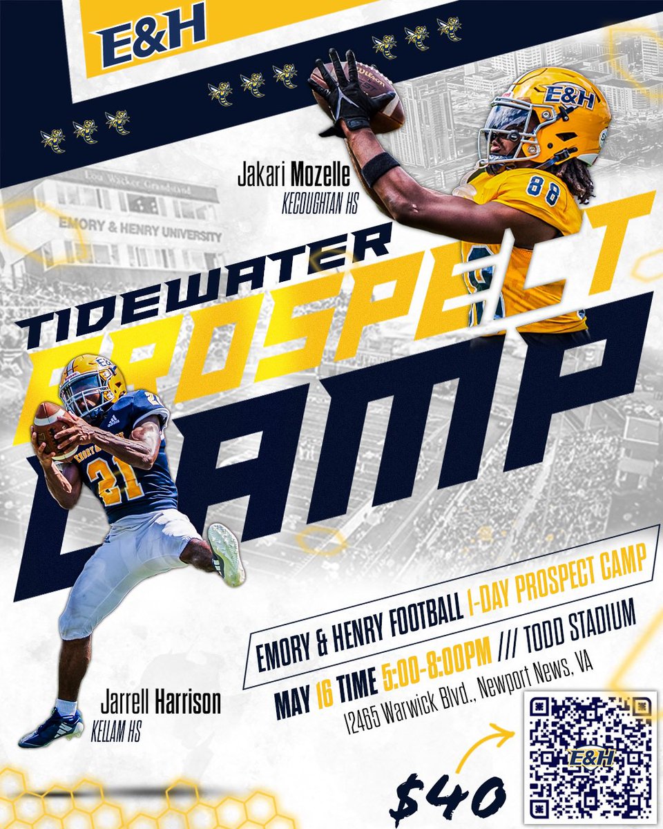 EmoryHenry_FB's tweet image. 🚨7️⃣5️⃣7️⃣🚨
It’s time to show up & show out‼️⚡️
📅: TODAY
🏟️: Todd Stadium
🔗: Scan the QR Code or hit waspsfootballcamps.totalcamps.com/shop/product/4…
#GoWasps
#BlueCollarGoldStandard