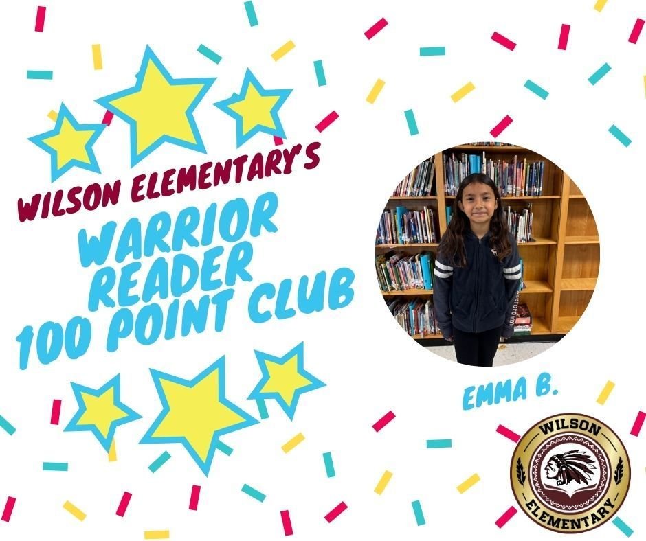 Congrats to Emma B. in the 3rd grade who has recently joined the 100 point Warrior Reader Club. Emma B. really enjoyed reading science books about animals as she read her way to the top.  We are so happy for Emma B. for meeting her goal! Readers are Leaders! Congrats Emma!
