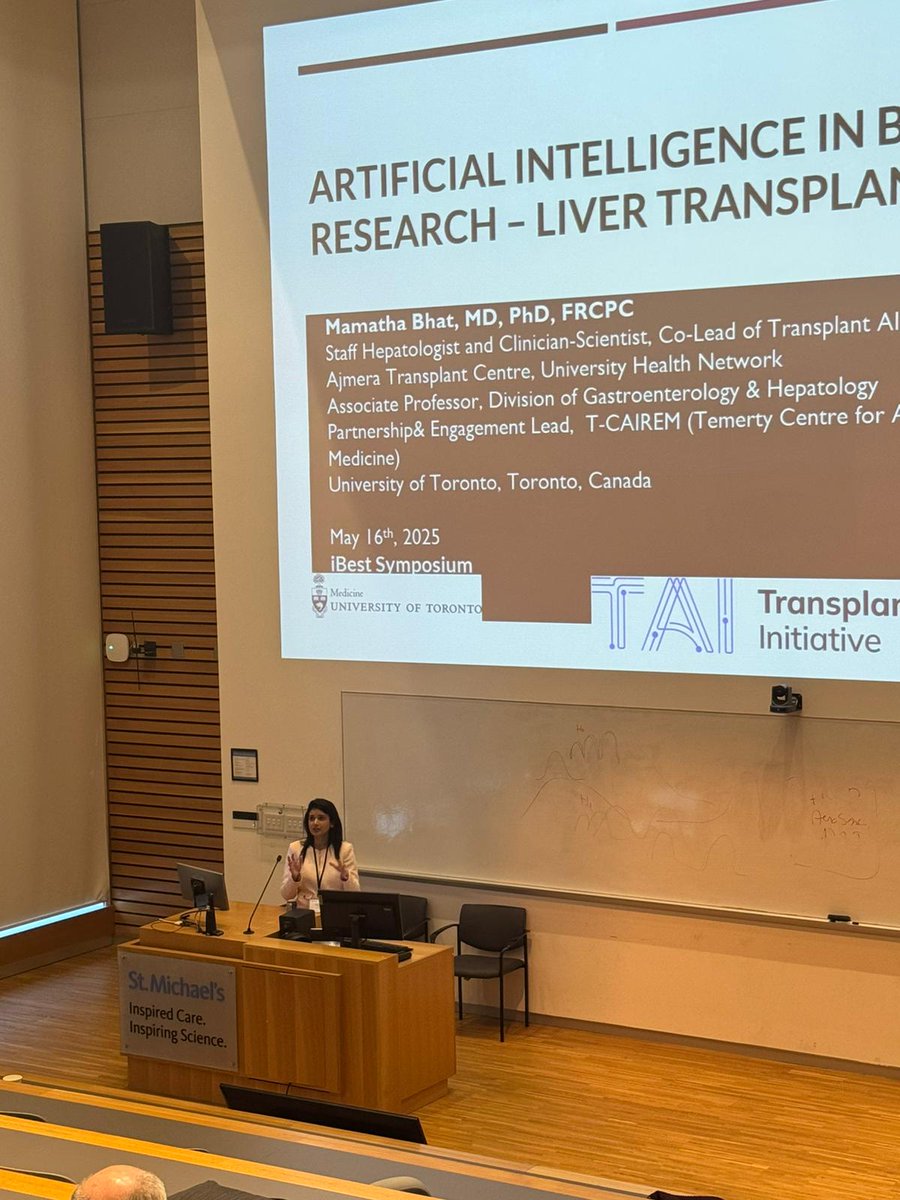 MichaelKolios's tweet image. Excellent poster session inspired by creativity, rigor, & passion on display at today’s poster session at the @iBESTResearch symposium. Followed by exceptional talk on AI & the fascinating clinical applications by Dr. Mamatha Bhat @MamathaBhat3, including liver transplantation!