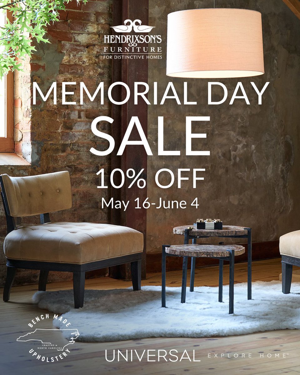 🛋️ Extra 10% OFF Universal Furniture at Hendrixson’s — May 16–June 4!

Already discounted, in-stock, and ready for your home.

✨ Hurry in — these deals won’t last!

#UniversalFurniture #Hendrixsons #FurnitureDeals #MemorialDaySale