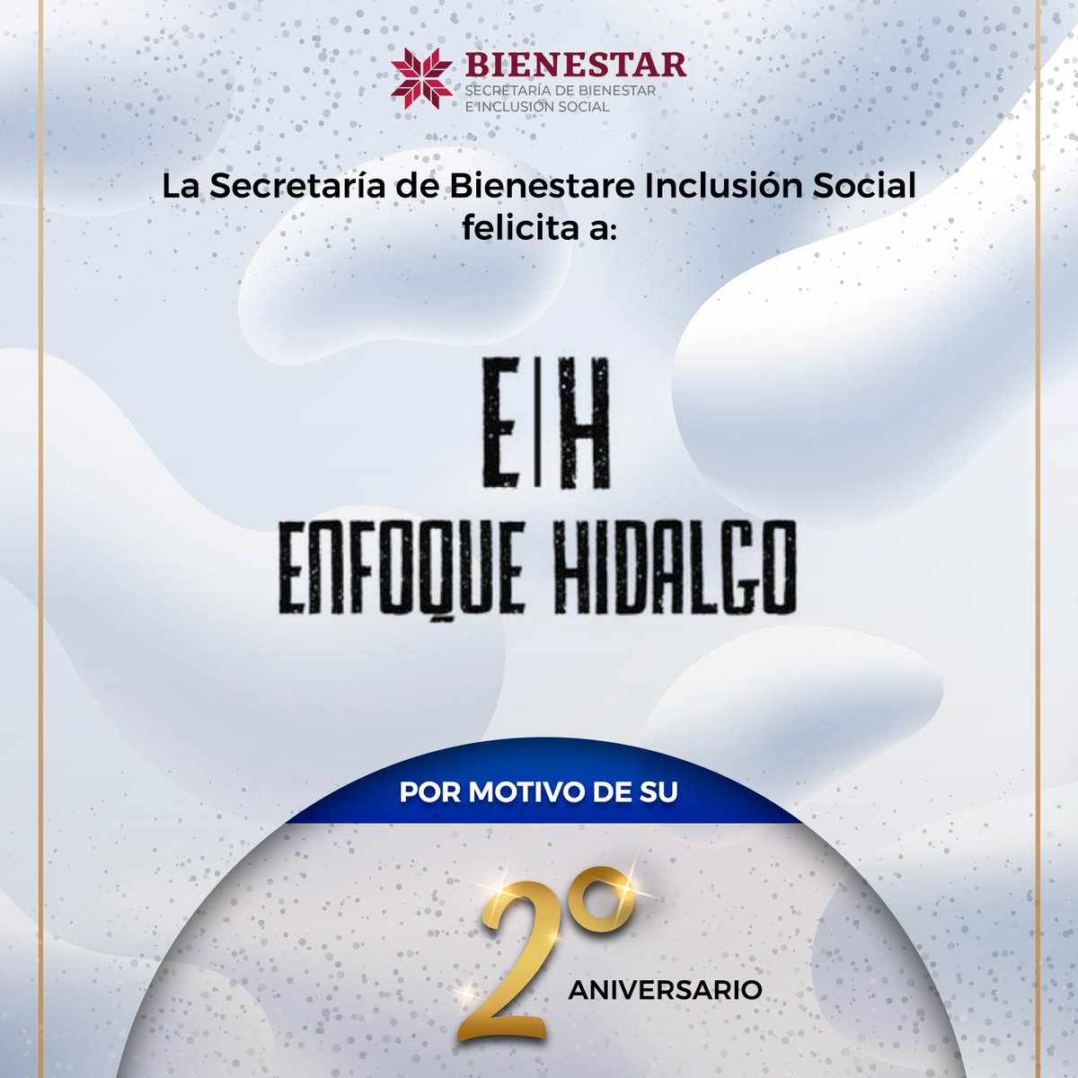 Bienestar_Hgo's tweet photo. La familia #SebisoHgo encabezada por el secretario Ricardo Gómez Moreno, felicitamos a quienes conforman el gran equipo de @Enfoque_hgo con motivo de su 2° aniversario. 

Les deseamos muchos años más.
#SomosBienestar https://t.co/P5zTwLV780