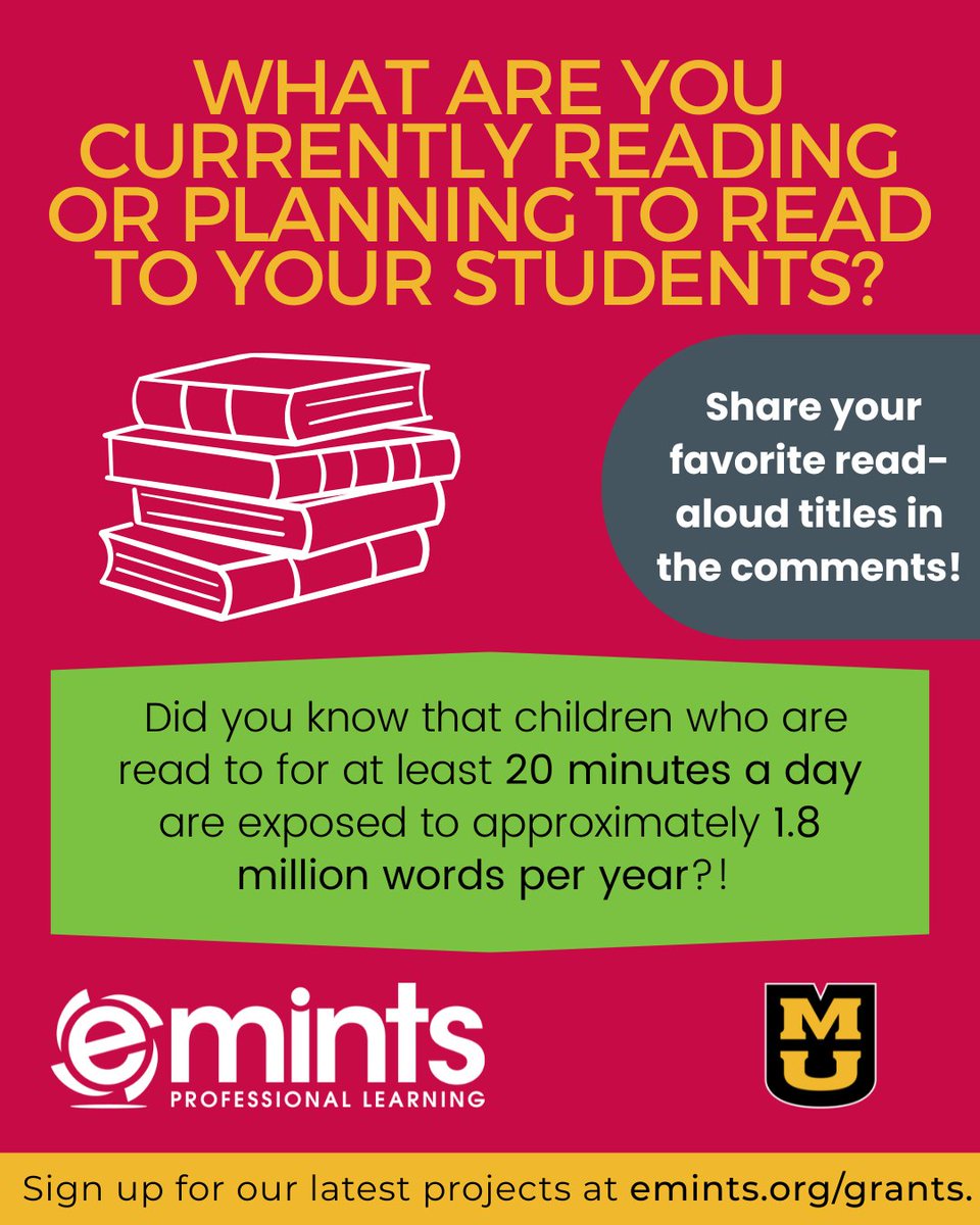 Our Talk to Read program is designed to foster a love of reading by building essential literacy skills. Learn how your school can get involved: emints.org/grants #eMINTS #Literacy #MizzouHDFS #TalkToRead #SaturdaySurvey