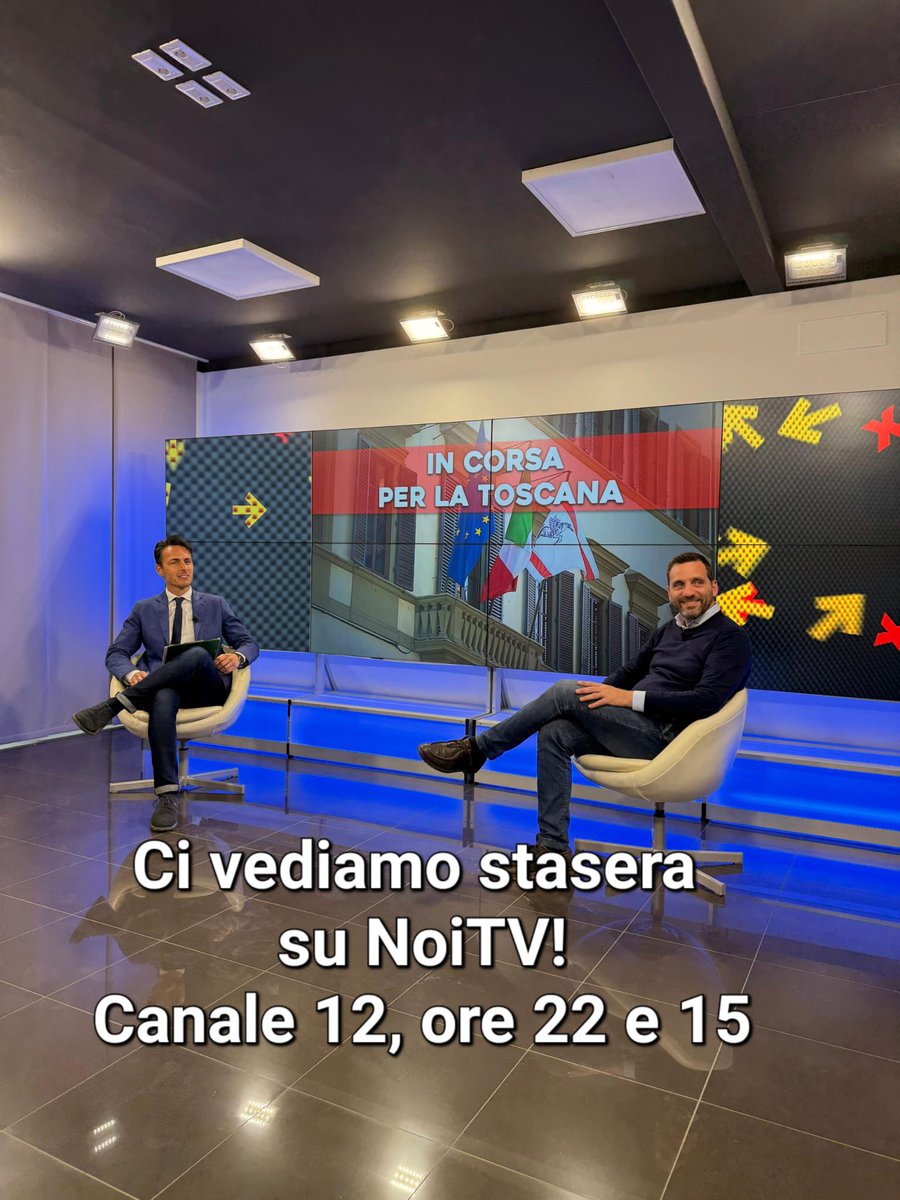 ColucciniA's tweet photo. 🔵 Stasera 16 maggio 2025 a Noi Tv (canale 12) alle 22:30 il candidato Presidente alla Regione Toscana Alessandro Tomasi di Fratelli d’Italia (attuale Sindaco di Pistoia) 

(Replica domani ore 12:40)
#Toscana https://t.co/rWR88C615N