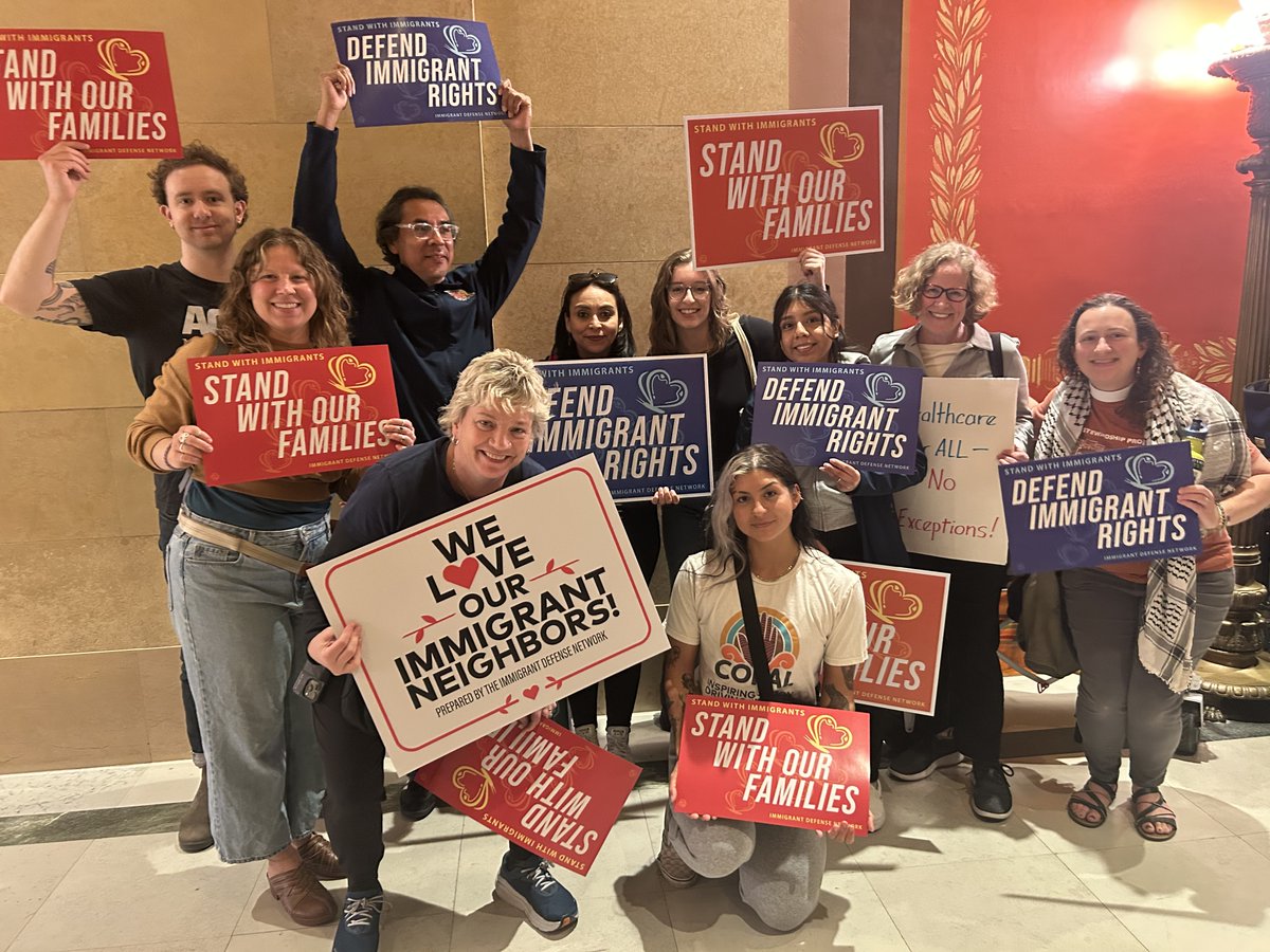 COPALMN's tweet photo. 📢 The Immigrant Defense Network and COPAL, as part of the network, showed up strong at the Minnesota State Capitol! We're standing up for the 15,000+ undocumented Minnesotans at risk of losing healthcare 🩺✊ Protect our communities! #HealthForAll #COPALMN https://t.co/hxB2KbqRWV