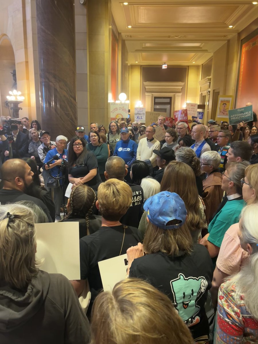 COPALMN's tweet photo. 📢 The Immigrant Defense Network and COPAL, as part of the network, showed up strong at the Minnesota State Capitol! We're standing up for the 15,000+ undocumented Minnesotans at risk of losing healthcare 🩺✊ Protect our communities! #HealthForAll #COPALMN https://t.co/hxB2KbqRWV