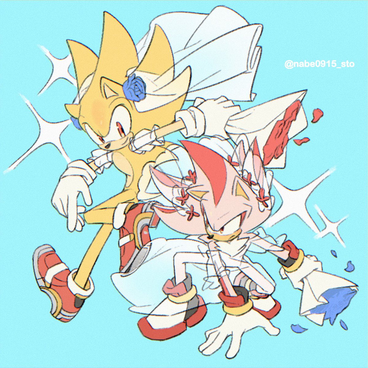 画了@/dozinginthedusk 的shasoni，抱歉没有看懂sonic的婚纱所以没画orz