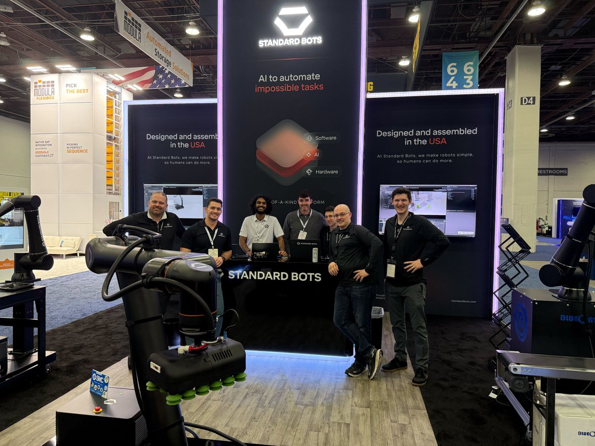 standardbots's tweet photo. ICYMI: Wrapped up #Automate2025 & #EASTEC2025 yesterday.
Launched our new 30kg robotic arm.
@evanbeard spoke on training robots via real-world demos.
Our team OUTDID themselves.
The standard is high. #StandardBots https://t.co/JddOFwlfYk