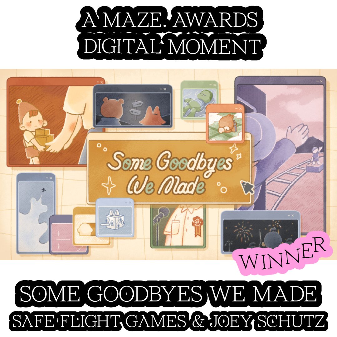AMazeFest's tweet image. 🏆 The Digital Moment Award goes to:
Some Goodbyes We Made
by Safe Flight Games, Joey Schutz
@GoodbyesWeMade
