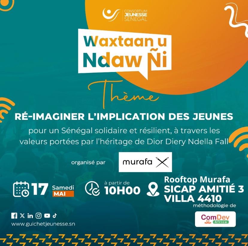 Un format nouveau un wakhtane avec comme thématique Ré-imaginer l’implication des jeunes pour un Senegal Résilient à travers les valeurs que nous portons en héritage et une expo Light de créations typiques locales 🥰🤩