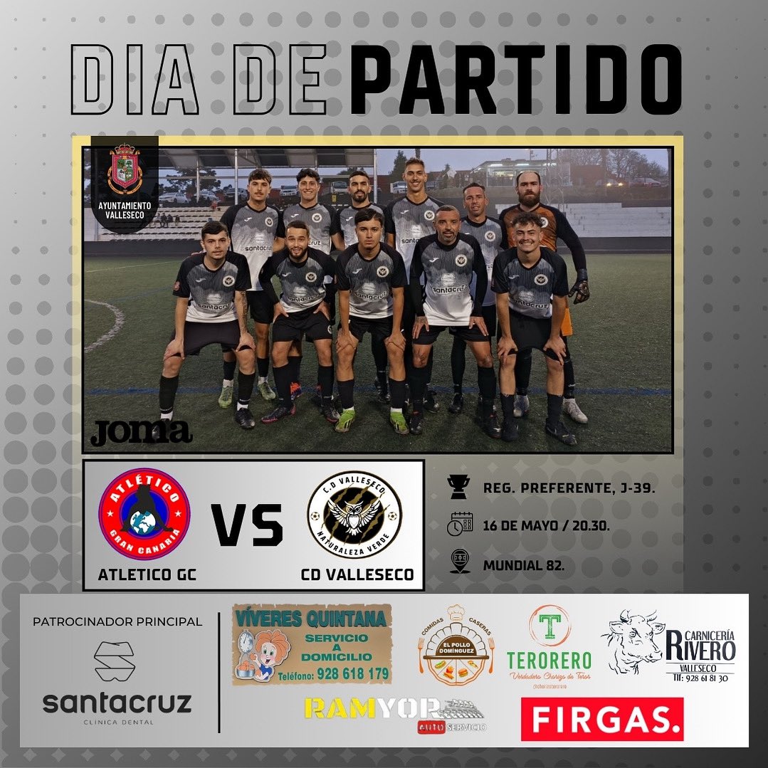CD Valleseco Naturaleza Verde GC (@cdvallesecogc73) on Twitter photo ๐ด Dรญa de partido.
โก๏ธ Haremos una de las visitas mรกs complicadas del aรฑo, nos vamos al Mundial 82.  
ยกCon todo equipo! โ๏ธ
#๐ฅ๐๐๐๐๐๐ฎ๐๐๐๐๐๐ถ๐๐น๐๐๐๐๐๐๐ค๐ค ๐ด Dรญa de partido.
โก๏ธ Haremos una de las visitas mรกs complicadas del aรฑo, nos vamos al Mundial 82.  
ยกCon todo equipo! โ๏ธ
#๐ฅ๐๐๐๐๐๐ฎ๐๐๐๐๐๐ถ๐๐น๐๐๐๐๐๐๐ค๐ค