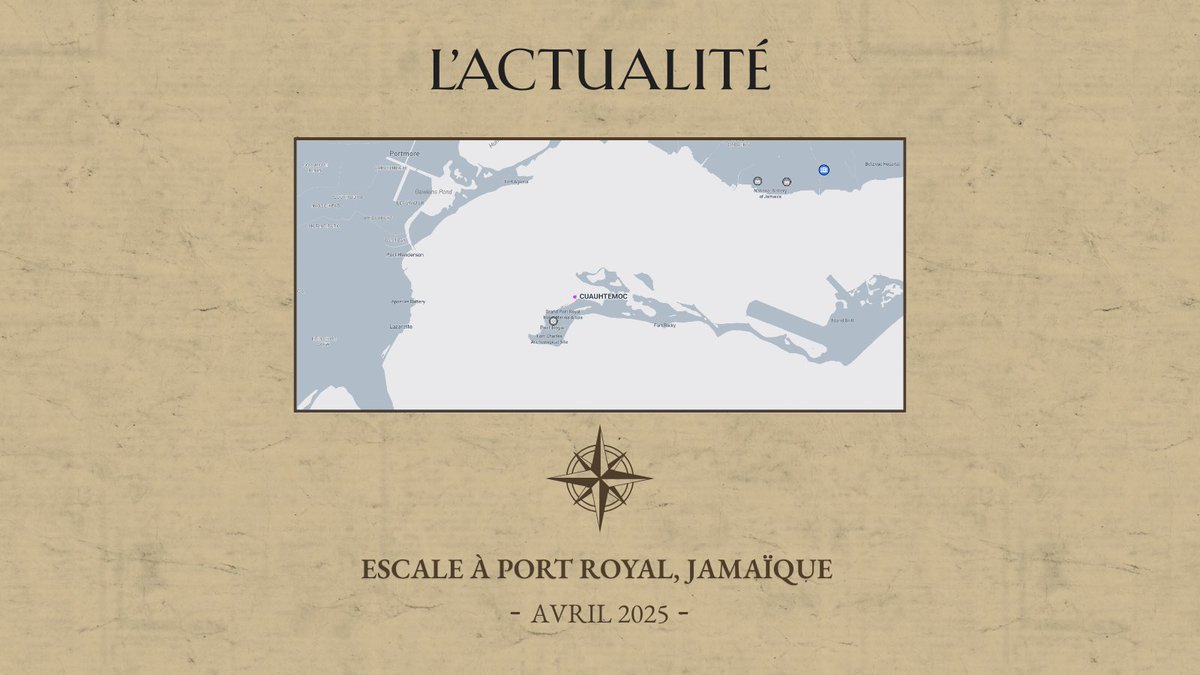 [ACTU]
Le Cuauhtémoc est en escale à Port Royal (Jamaïque).
En 2025, son tour du monde continue 🌍
📅 Rendez-vous lundi pour découvrir le BIMA SUCI dans #VoilierALaUne !

©Capture d’écran Marine Traffic
#Armada2027 #1VoilierParSemaine #Cuauhtémoc