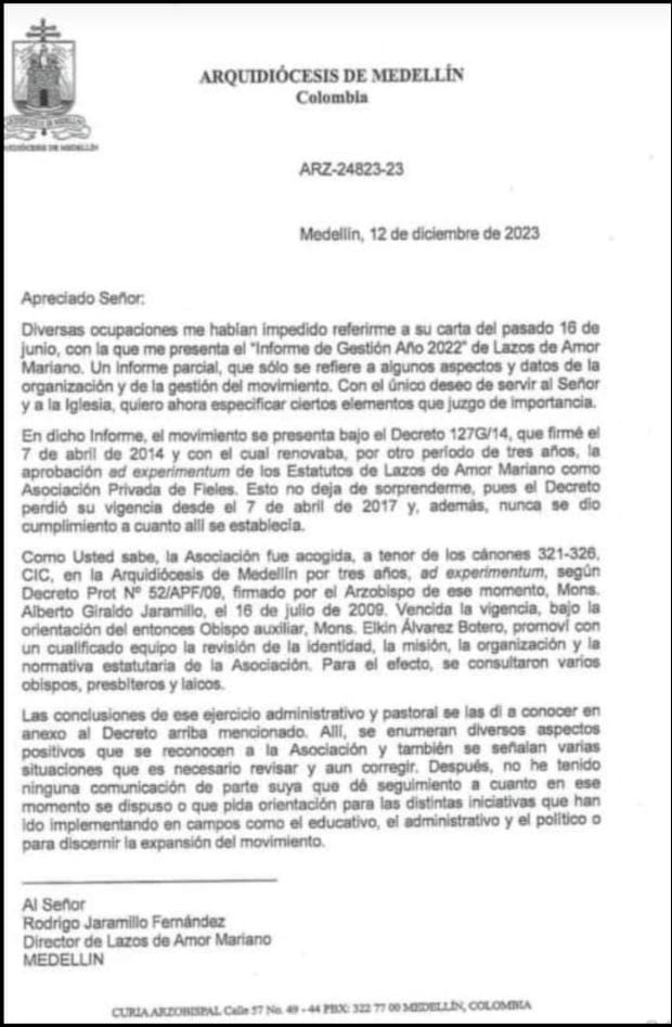 OrienteseTV's tweet image. #NoticiaEnDesarrollo Graves preocupaciones tienen los máximos jerarcas de la Iglesia Católica en Colombia por las actuaciones, que ya tienen varios procesos judiciales, de Lazos de Amor Mariano, movimiento con representación en @SenadoGovCo, @CamaraColombia y @asambleadeant.