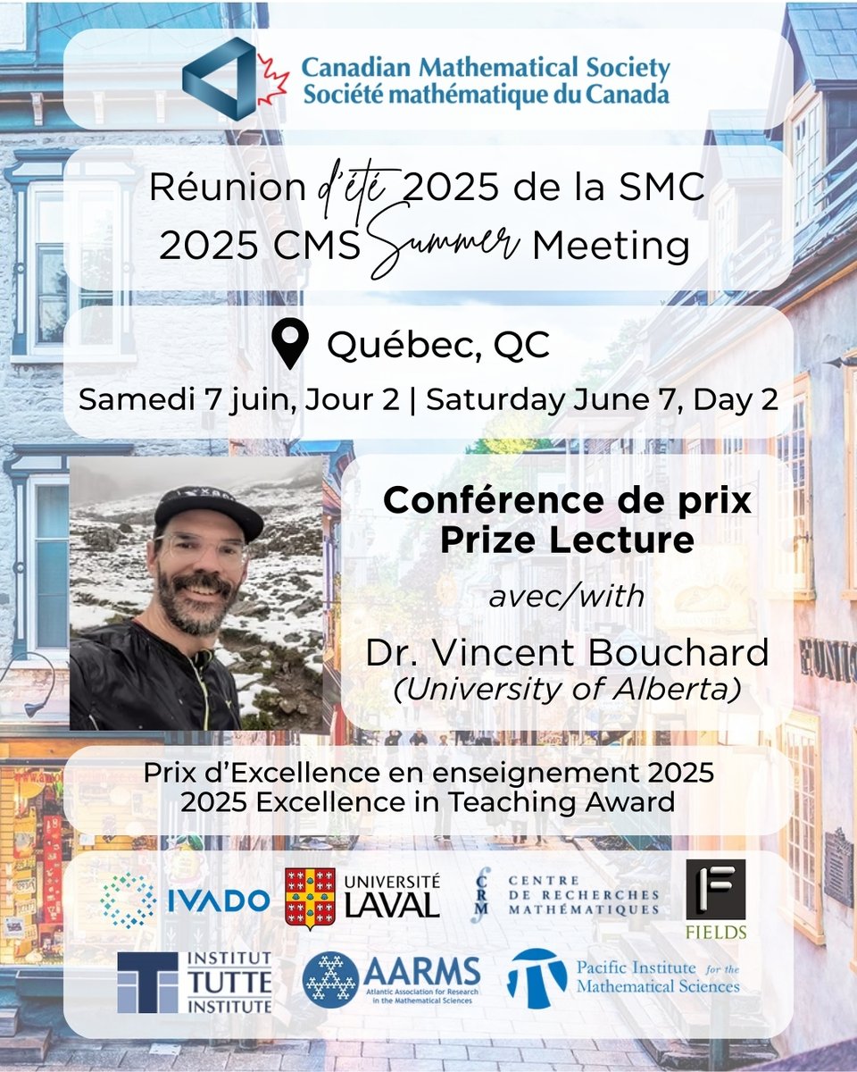 Rejoignez-nous dans la salle VCH 2850 à 13h30 pour la conférence du Prix d'excellence en enseignement du Dr Vincent Bouchard.

Join us in room VCH 2850 at 1:30pm for Dr. Vincent Bouchard's Excellence in Teaching Award Lecture.