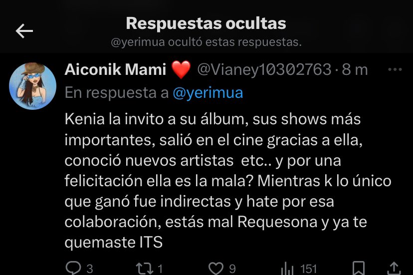 rauwkoss's tweet photo. Yeri ocultando las respuestas donde la acaban 😆 https://t.co/db8MRowdMY