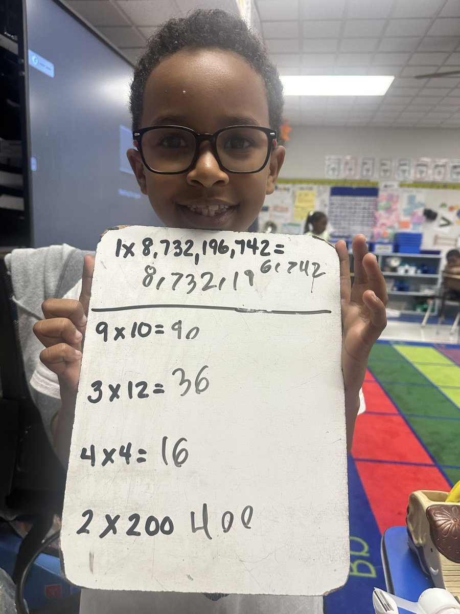First grade math magic in action! 🧮 Nico has been working hard and today he tackled multiplication and division like a champ. So proud of his effort and growth! 💥 #TheSTRONG💪 #FirstGradeMathematician #ProudTeacherMoment